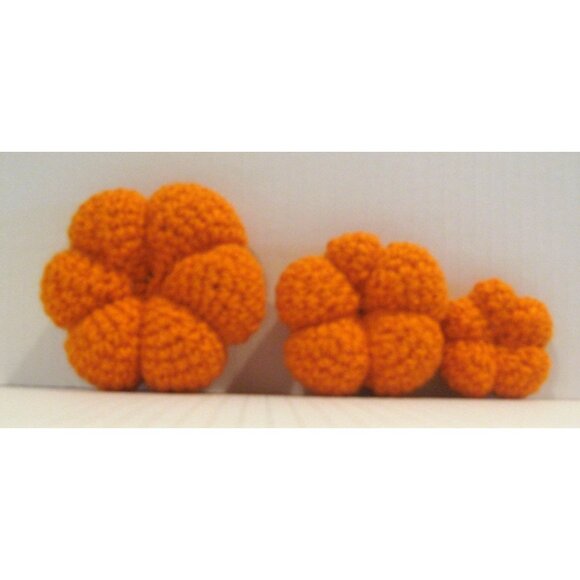 Handmade Crochet Amigurumi Pumpkin Stack Fall Decoration Orange Different Sized - Picture 5 of 5